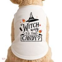 Witch Way Is The Candy Funny Halloween Doggie Tank thumb 0