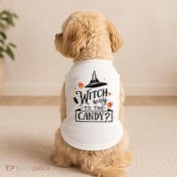 Witch Way Is The Candy Funny Halloween Doggie Tank thumb 2