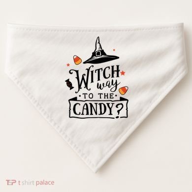 Witch Way Is The Candy Funny Halloween USA-Made Doggie Bandana
