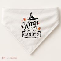 Witch Way Is The Candy Funny Halloween USA-Made Doggie Bandana thumb 0
