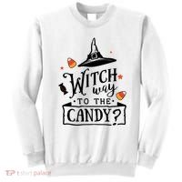 Witch Way Is The Candy Funny Halloween Sweatshirt thumb 0