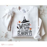 Witch Way Is The Candy Funny Halloween Sweatshirt thumb 2
