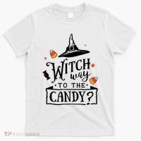 Witch Way Is The Candy Funny Halloween T-Shirt thumb 0