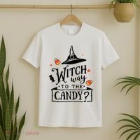 Witch Way Is The Candy Funny Halloween T-Shirt thumb 2