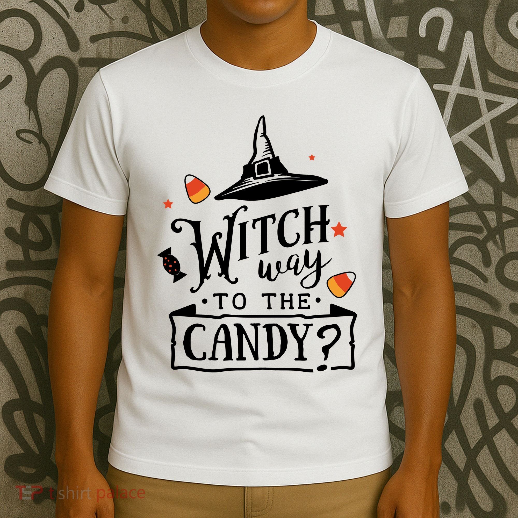 Witch Way Is The Candy Funny Halloween T-Shirt