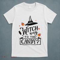 Witch Way Is The Candy Funny Halloween T-Shirt thumb 5