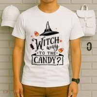 Witch Way Is The Candy Funny Halloween T-Shirt thumb 6