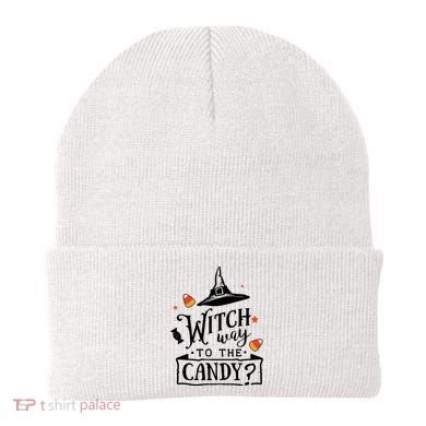 Witch Way Is The Candy Funny Halloween Beanie