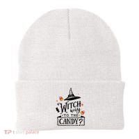 Witch Way Is The Candy Funny Halloween Beanie thumb 0