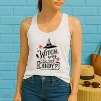 Witch Way Is The Candy Funny Halloween Women's Tank Top thumb 2