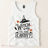 Witch Way Is The Candy Funny Halloween Tank Top thumb 2