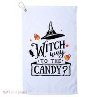 Witch Way Is The Candy Funny Halloween Golf Towel thumb 0