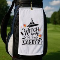 Witch Way Is The Candy Funny Halloween Golf Towel thumb 2