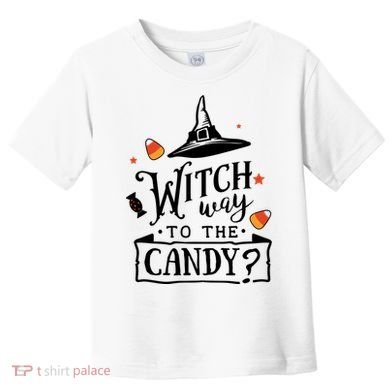 Witch Way Is The Candy Funny Halloween Toddler T-Shirt