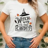 Witch Way Is The Candy Funny Halloween Women's T-Shirt thumb 2