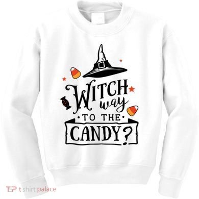 Witch Way Is The Candy Funny Halloween Kids Sweatshirt