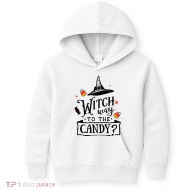 Witch Way Is The Candy Funny Halloween Kids Hoodie