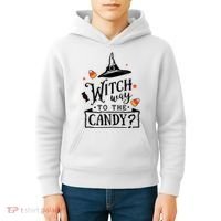 Witch Way Is The Candy Funny Halloween Kids Hoodie thumb 4