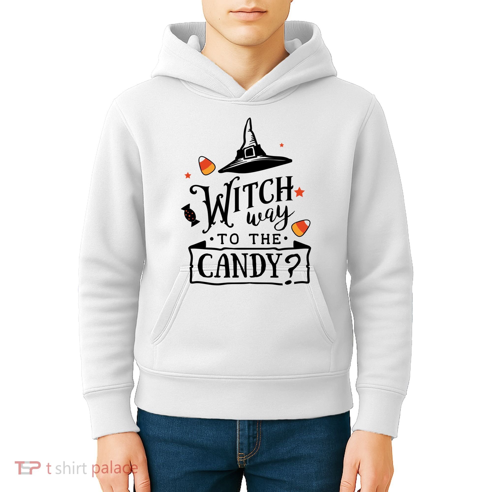 Witch Way Is The Candy Funny Halloween Kids Hoodie