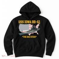 World War II Warship USS Iowa & WW2 BB61 Battleship Veteran Hoodie thumb 0