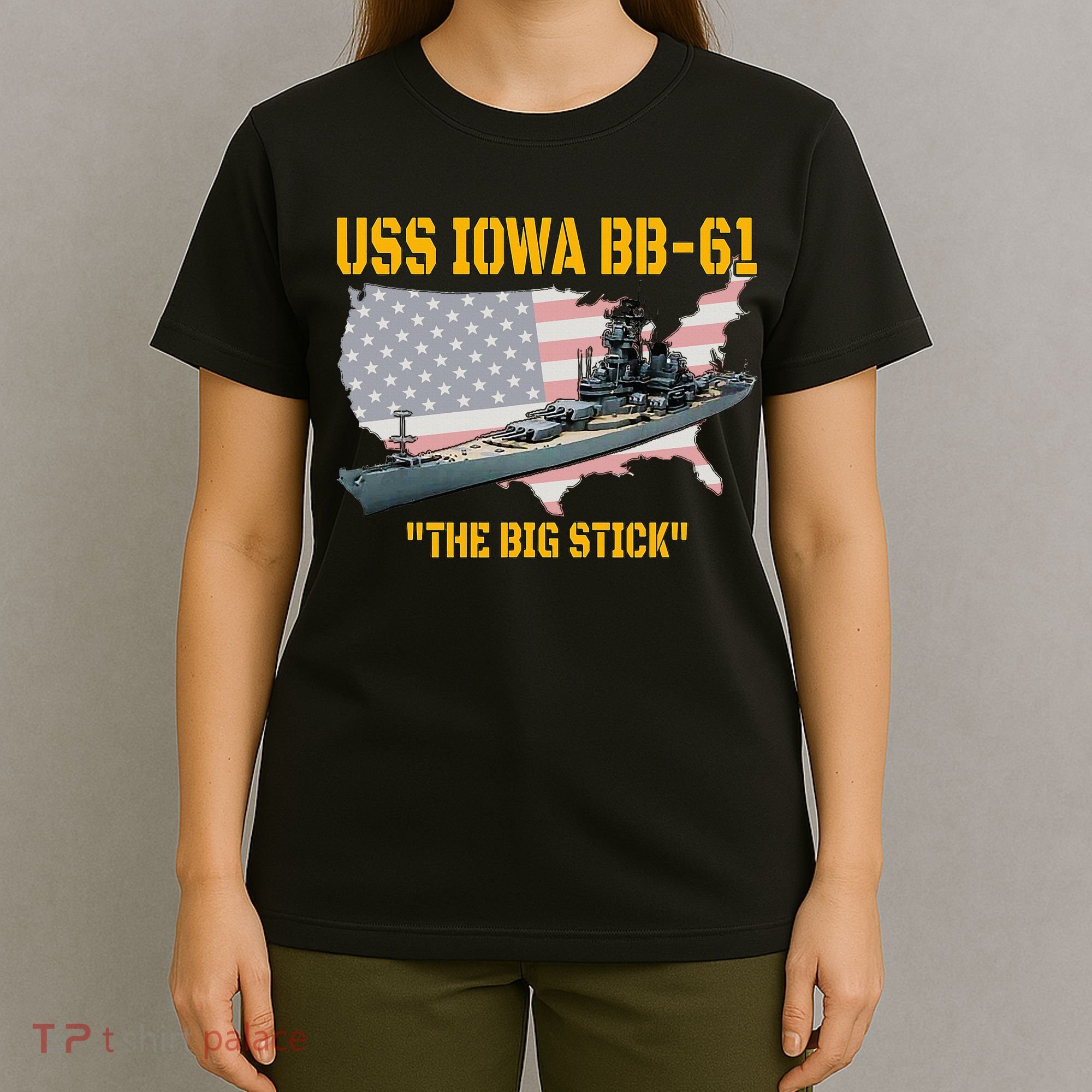 World War II Warship USS Iowa & WW2 BB61 Battleship Veteran T-Shirt