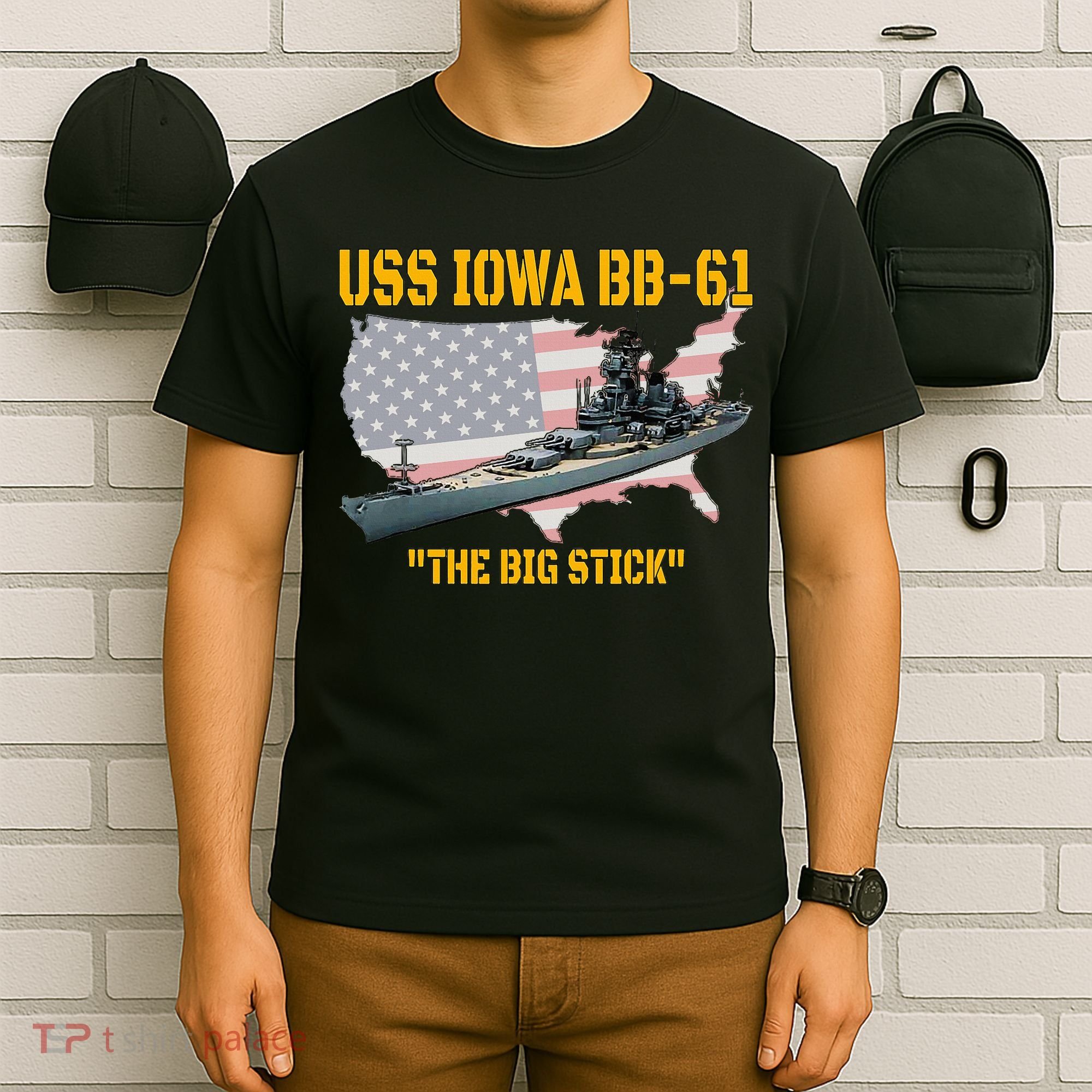 World War II Warship USS Iowa & WW2 BB61 Battleship Veteran T-Shirt