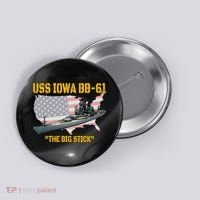 World War II Warship USS Iowa & WW2 BB61 Battleship Veteran Button thumb 0