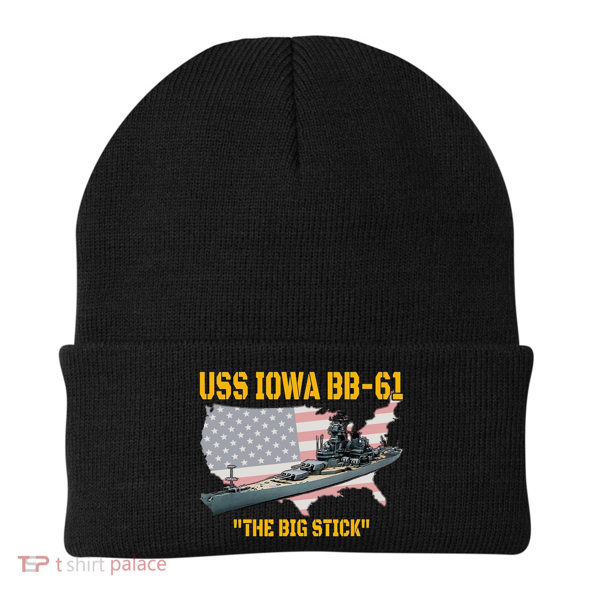 World War II Warship USS Iowa & WW2 BB61 Battleship Veteran Beanie