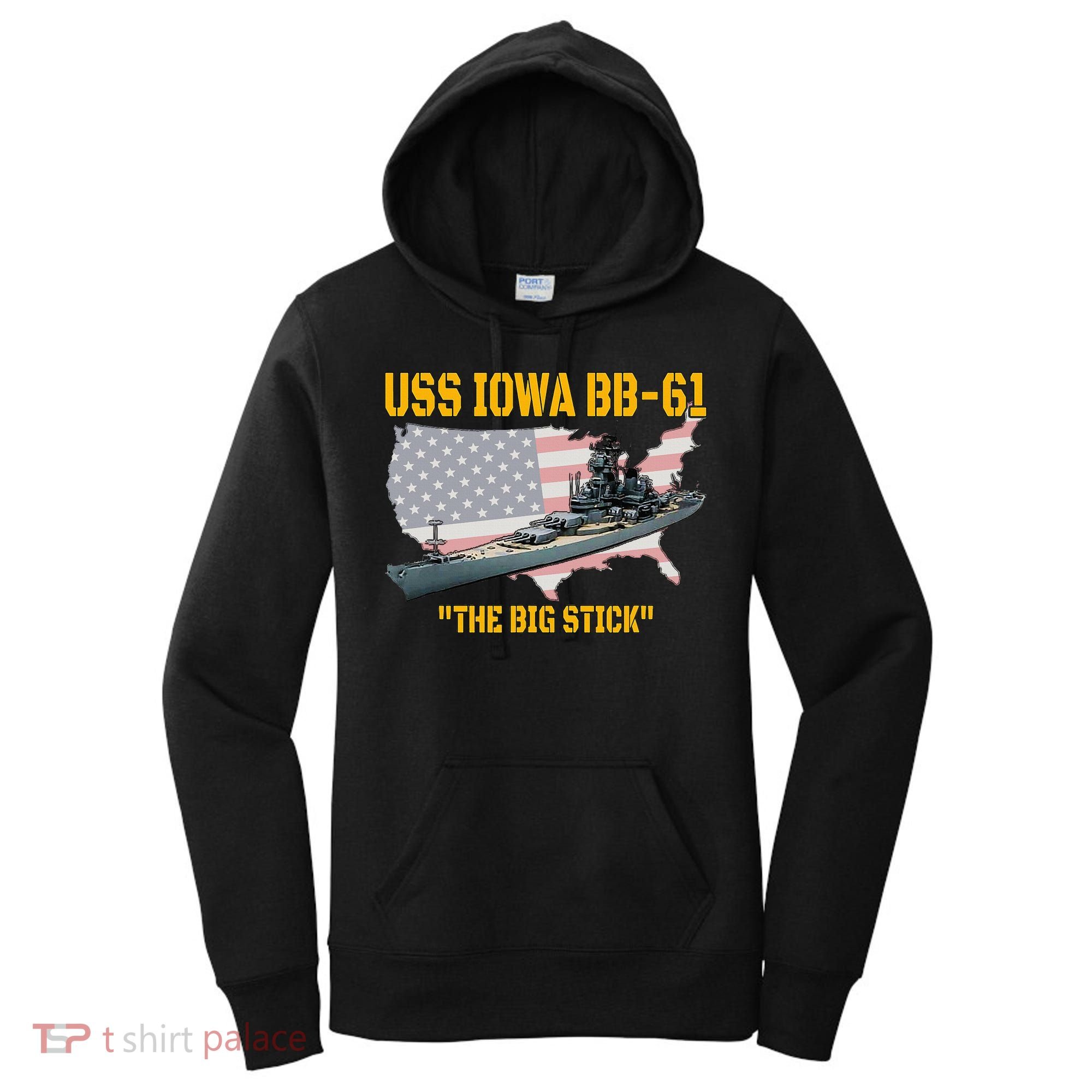 World War II Warship USS Iowa & WW2 BB61 Battleship Veteran Women's Hoodie