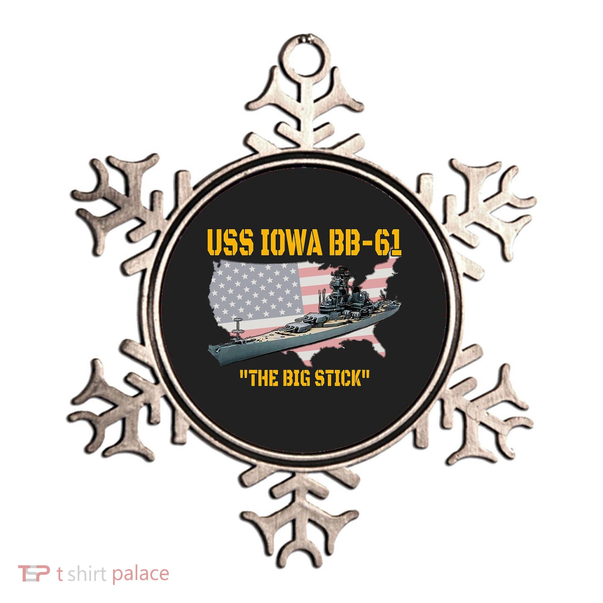 World War II Warship USS Iowa & WW2 BB61 Battleship Veteran Ornament