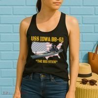 World War II Warship USS Iowa & WW2 BB61 Battleship Veteran Women's Tank Top thumb 2