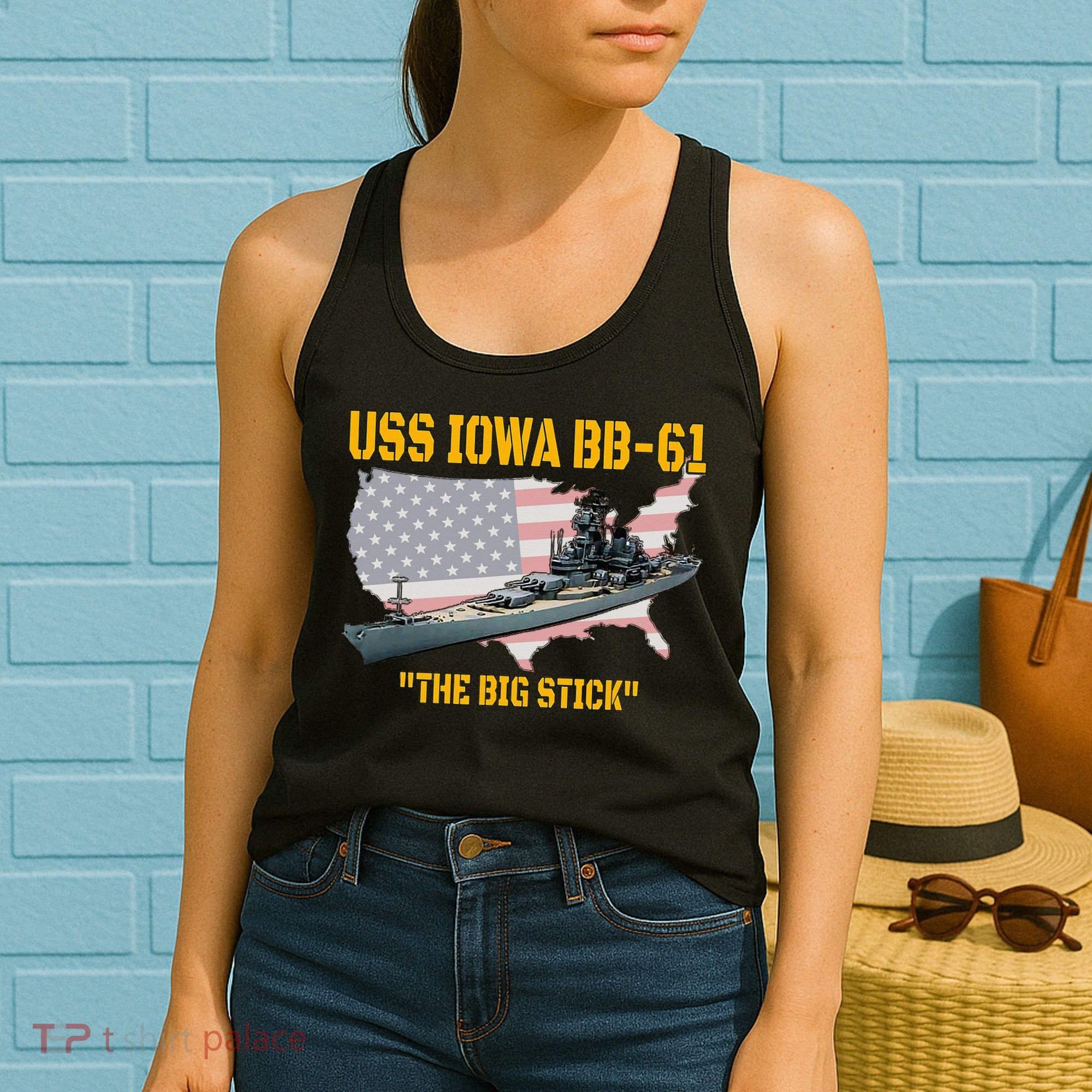 World War II Warship USS Iowa & WW2 BB61 Battleship Veteran Women's Tank Top