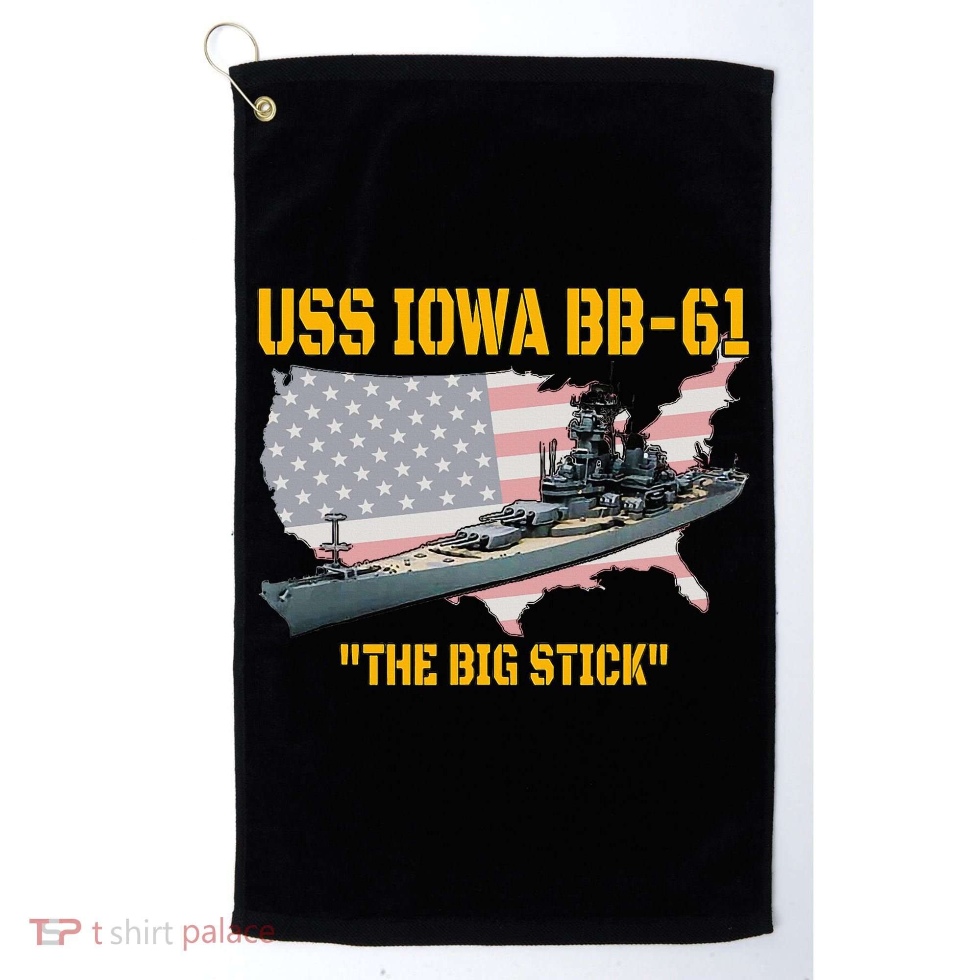 World War II Warship USS Iowa & WW2 BB61 Battleship Veteran Golf Towel