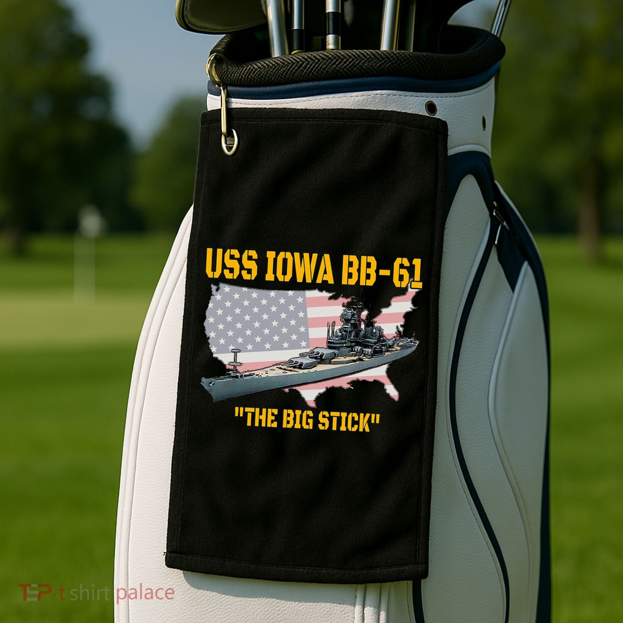 World War II Warship USS Iowa & WW2 BB61 Battleship Veteran Golf Towel