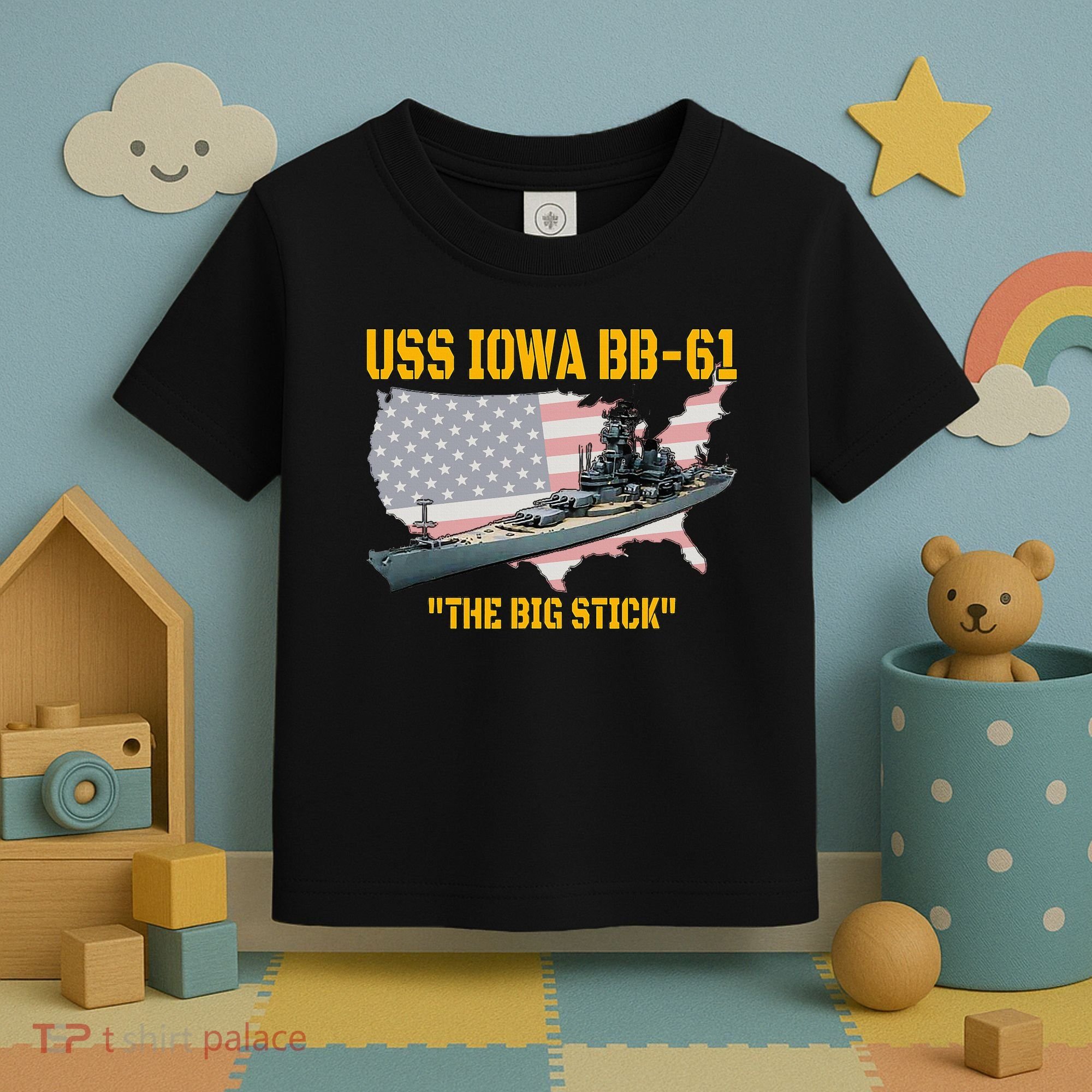 World War II Warship USS Iowa & WW2 BB61 Battleship Veteran Toddler T-Shirt