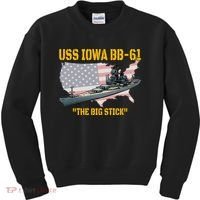 World War II Warship USS Iowa & WW2 BB61 Battleship Veteran Kids Sweatshirt thumb 0