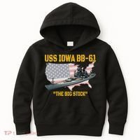 World War II Warship USS Iowa & WW2 BB61 Battleship Veteran Kids Hoodie thumb 0
