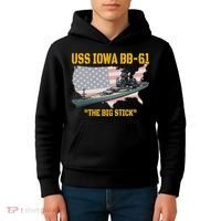 World War II Warship USS Iowa & WW2 BB61 Battleship Veteran Kids Hoodie thumb 4