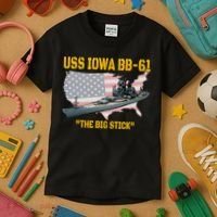 World War II Warship USS Iowa & WW2 BB61 Battleship Veteran Kids T-Shirt thumb 3