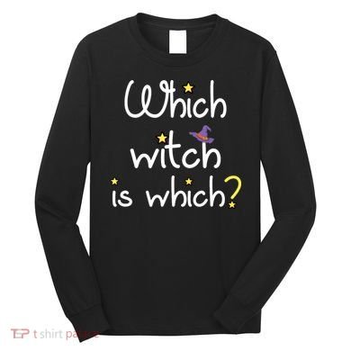 Which Witch Is Which Funny Halloween Wordplay Grammar Fun Long Sleeve Shirt