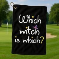 Which Witch Is Which Funny Halloween Wordplay Grammar Fun Golf Towel thumb 1