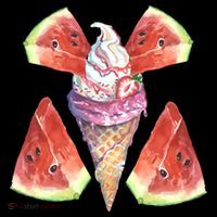 Watermelon With Ice Cream Art Backpack thumb 2