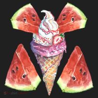 Watermelon With Ice Cream Art Beanie thumb 2