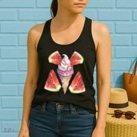 Watermelon With Ice Cream Art Women's Tank Top thumb 2