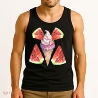 Watermelon With Ice Cream Art Tank Top thumb 3