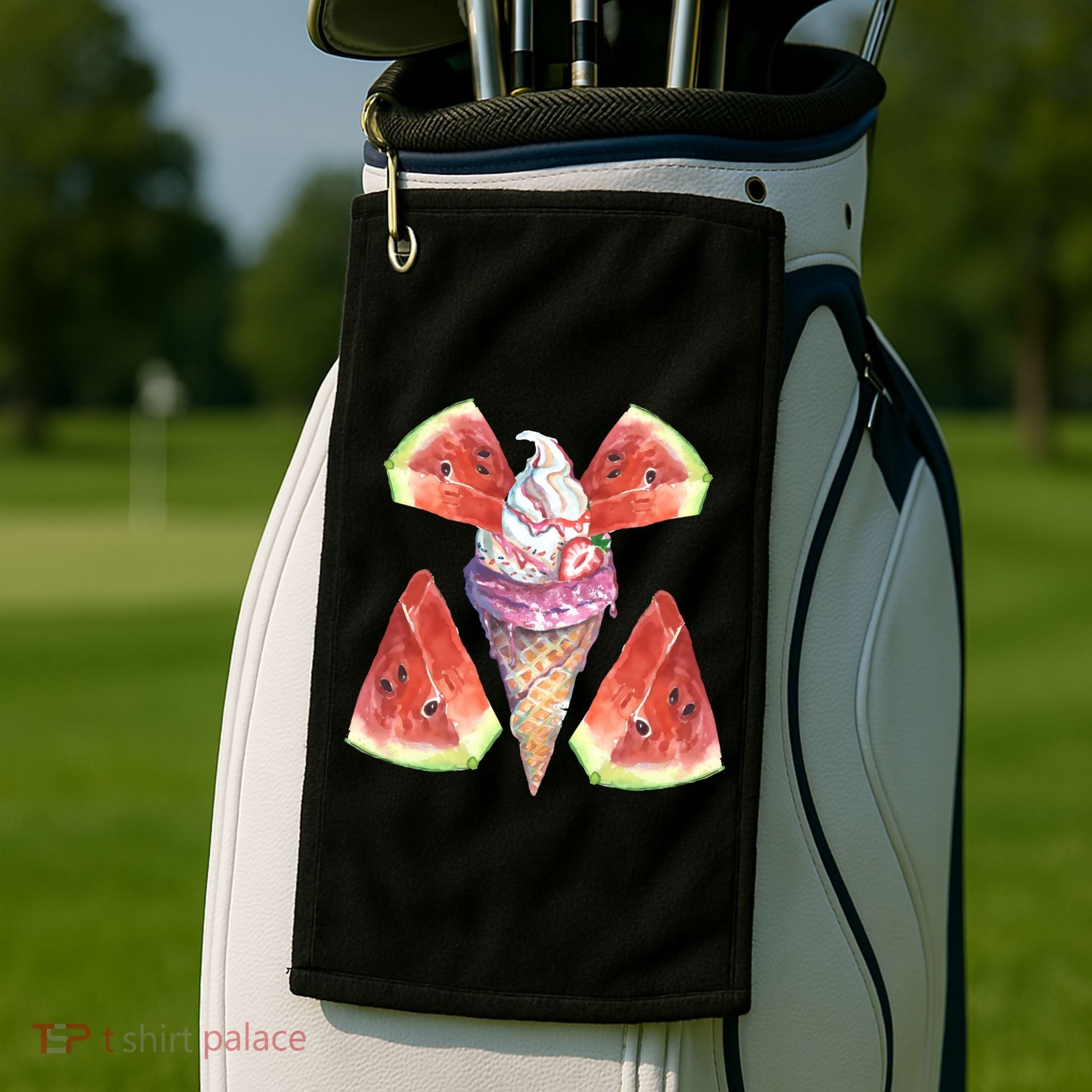 Watermelon With Ice Cream Art Golf Towel