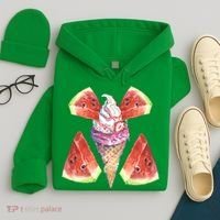 Watermelon With Ice Cream Art Hoodie thumb 4