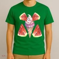 Watermelon With Ice Cream Art T-Shirt thumb 3