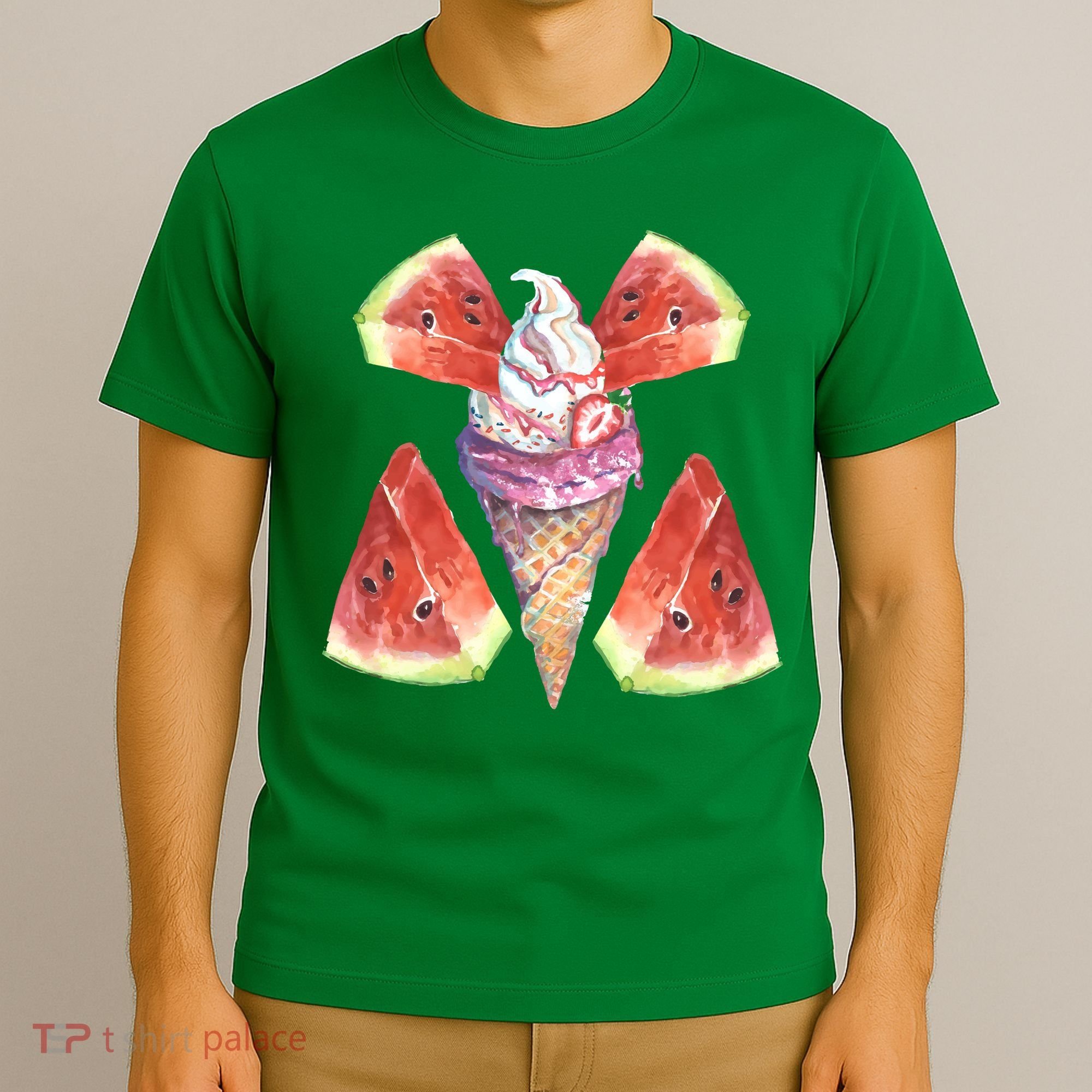 Watermelon With Ice Cream Art T-Shirt