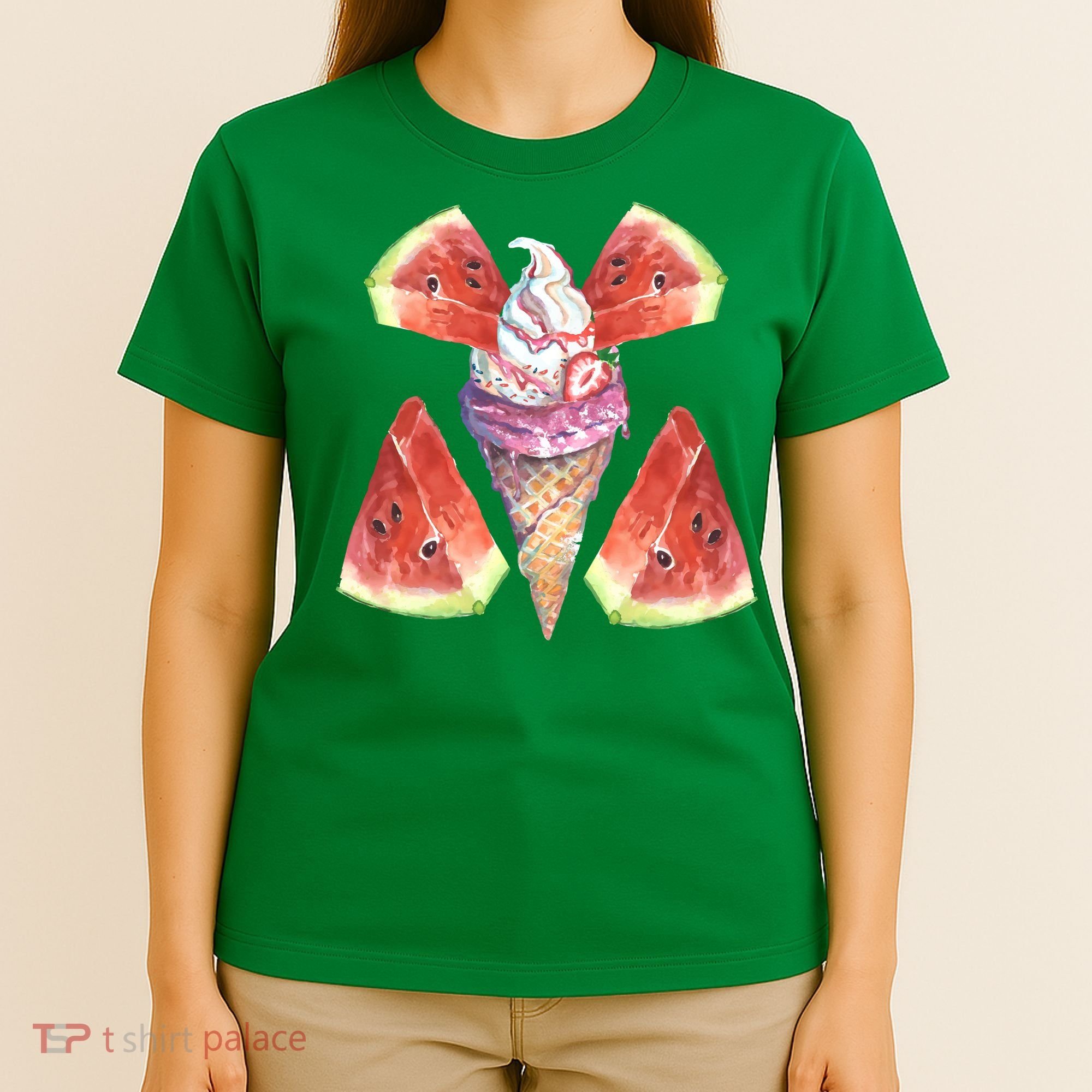 Watermelon With Ice Cream Art T-Shirt